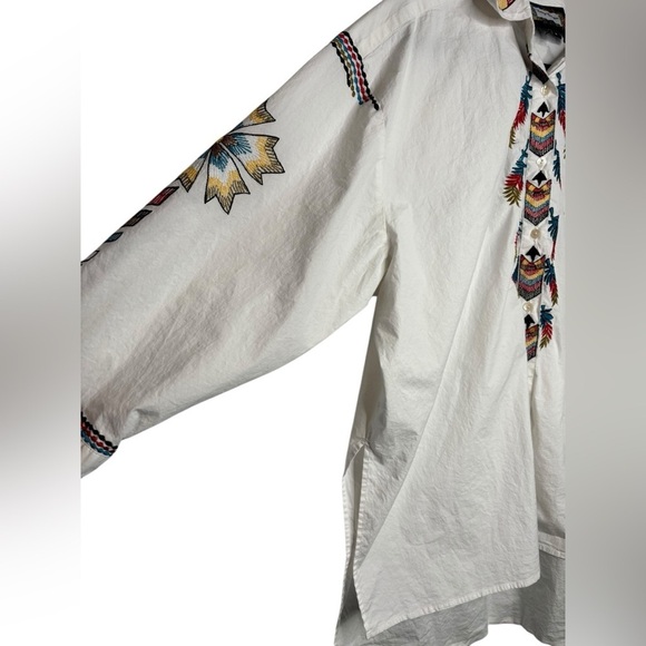 Vintage Collection Western Embroidered Oversized Button Front Cotton Blouse Med - Picture 4 of 11